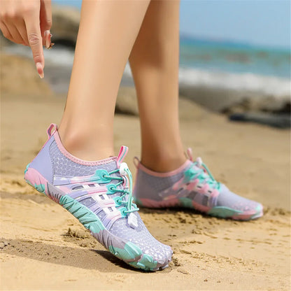 Men's and women's water shoes, upstream wading swimming barefoot five-finger aqua shoes, colorful beach seaside light unisex sneakers new