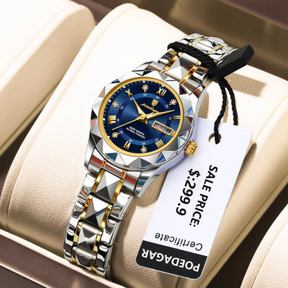 POEDAGAR Top Luxury Watches For Women Stainless Steel Week Date Woman Wristwatch Luminous Waterproof Fashion Quartz Ladies Watch