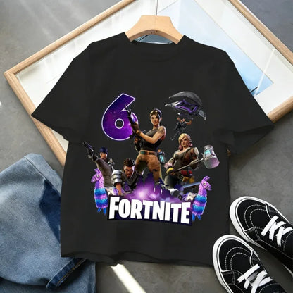 Fortnite Children’s Birthday Number T-Shirt Girls Boys Summer Clothes Baby Cotton Tee Shirts Party Short Sleeve Tops Toddler Gift