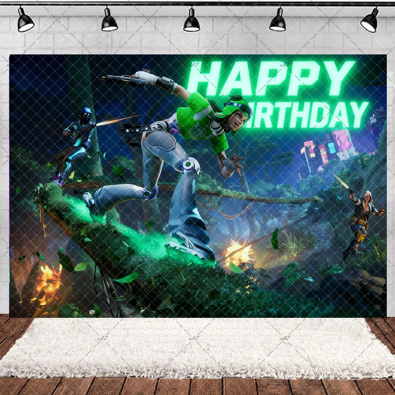 Fortnite Theme Happy Birthday Party Decoration Backdrop Shooting Game Alpaca Llama Supplies Background Baby Shower Kid Gifts