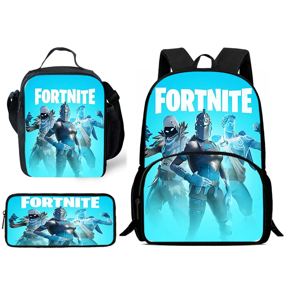 Hot Game Child Backpacks Lunch Bag Pencil Case Pupil Large Capacity School Bags Design-Fortnite For Boy Girl Best Gift