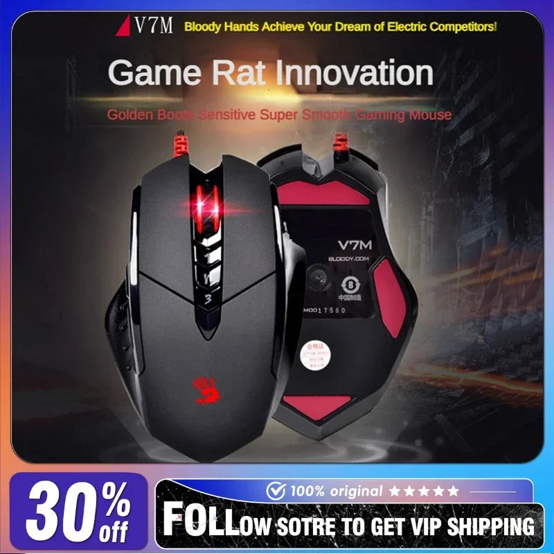 Bloody V7M kabelgebundene Maus RGB leichtes ergonomisches Design 4000dpi PC Büro E-Sports Gaming Makroprogrammierung Maus für CF LOL CS