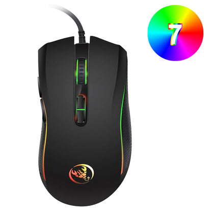 Hoogwaardige optische professionele gamingmuis met led-achtergrondverlichting in 7 heldere kleuren en ergonomisch ontwerp, 3200 DPI, voor LOL CS-gamers