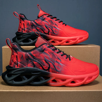 Men's Running Shoes Mesh Breathable Flat Cushioning Soft Comfortable Sneakers Outdoor Gym Trendy Casual Jogging Shoes for Men