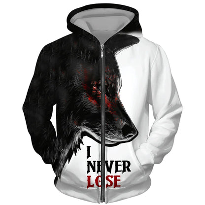 Cool 3D Wolf Printed Zipper Hoodies Fashion Men/Women Streetwear Hooded Jacket Coat Unisex Casual Hip Hop Pullover Sweatshirts