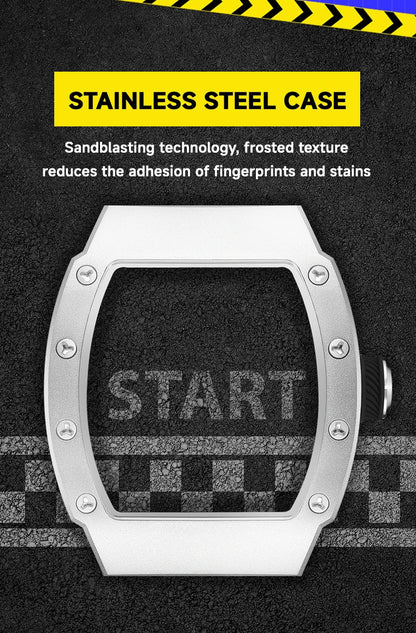 MEGIR Men's Automatic Mechanical Watch with Stainless Steel Case Silicone Strap Fashion Waterproof Luminous Wristwatch 8604