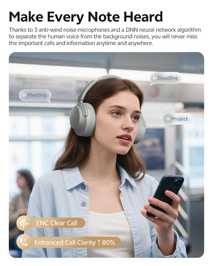 QCY H3S ANC Over-Ear Headphones Bluetooth 6.0 – Hi-Res LDAC Spatial Audio, -56dB Adaptive Noise Cancelling Wireless Headset