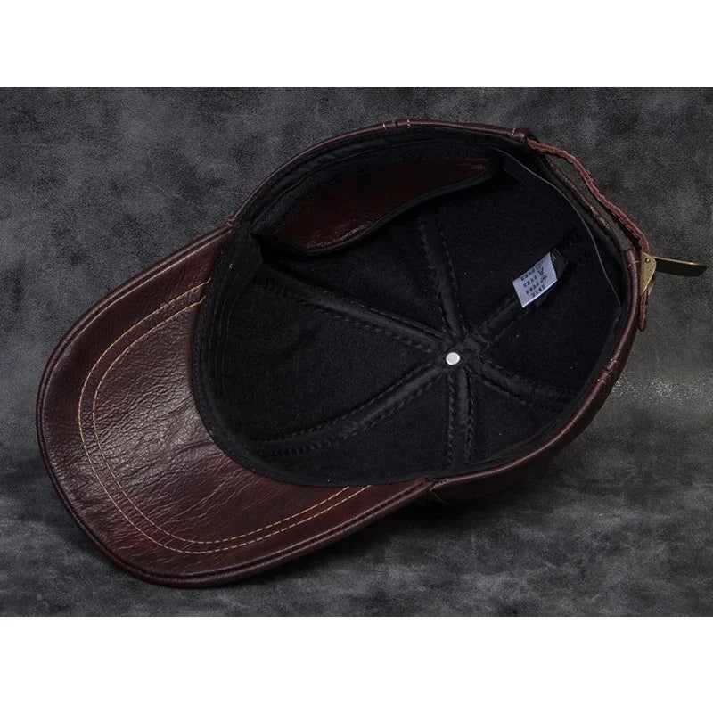 Cappellino da baseball da uomo in vera pelle di vacchetta, 56-60 cm, nero/marrone, con stampa aquila, per uomo, casual, streetwear, GF, Gorras, Dad Hat