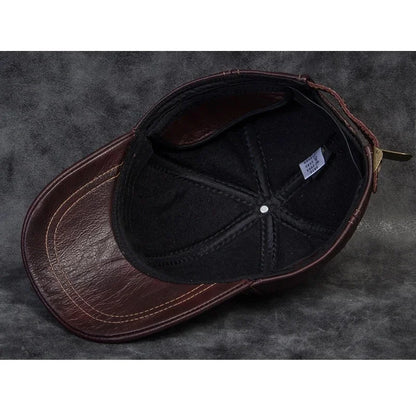 Cappellino da baseball da uomo in vera pelle di vacchetta, 56-60 cm, nero/marrone, con stampa aquila, per uomo, casual, streetwear, GF, Gorras, Dad Hat