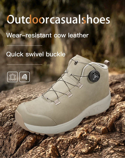 HUMTTO Leather Shoes for Men Winter Camping Outdoor Men's Sports Shoes Breathable Trekking Boots Man Non-slip Hiking Sneakers