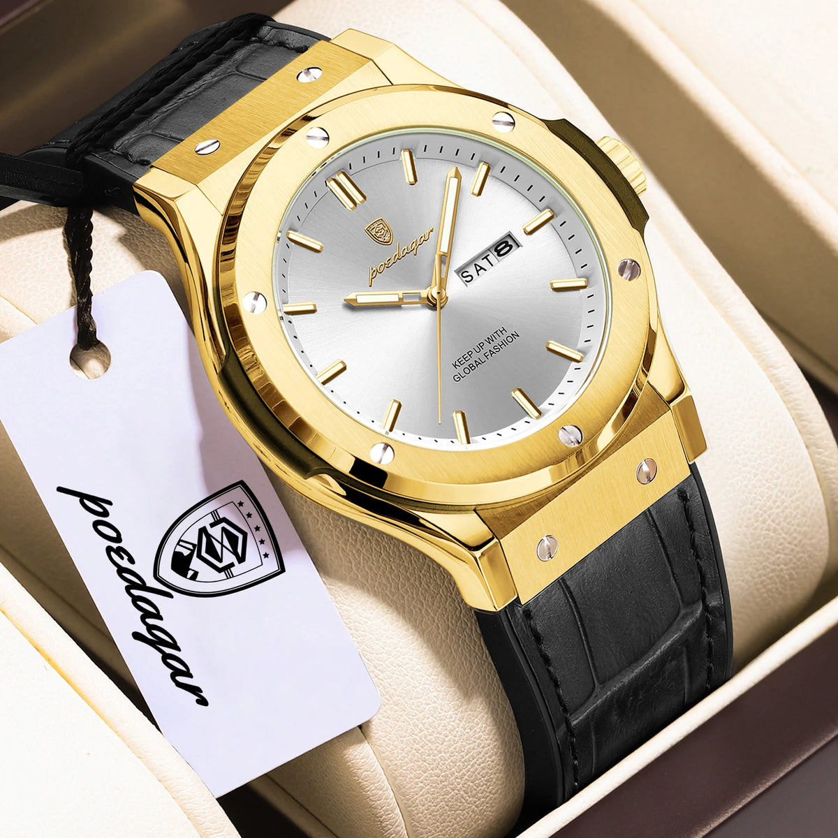 Orologio da uomo POEDAGAR – Modello originale, stile professionale, impermeabile, cinturino in silicone, indicazione di data e giorno, movimento al quarzo, orologio di lusso alla moda.