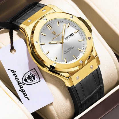 Orologio da uomo POEDAGAR – Modello originale, stile professionale, impermeabile, cinturino in silicone, indicazione di data e giorno, movimento al quarzo, orologio di lusso alla moda.