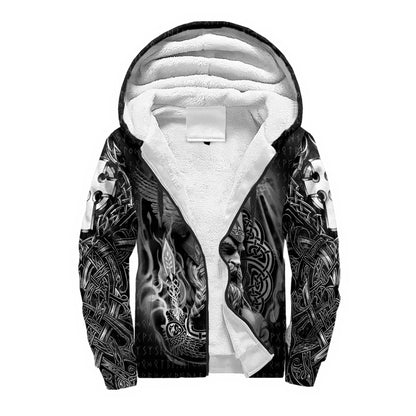 Mjolnir Odino Corvo Lupo Tatuaggio Felpa con cappuccio da uomo invernale più spessa con zip, stampata in 3D, unisex, casual, tuta con cappuccio, giacca in pile calda KD16