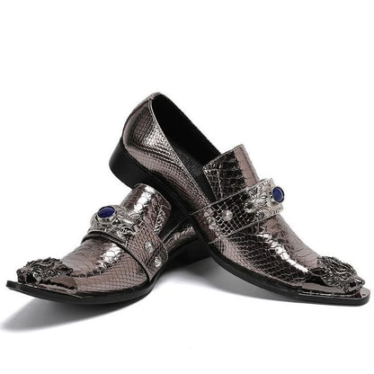 Men's Luxury White Gold Metal Toe Oxford Elegant Loafers Slip-On Dress Shoes Formal Wedding Party PU Leather Shoes Size 38-46