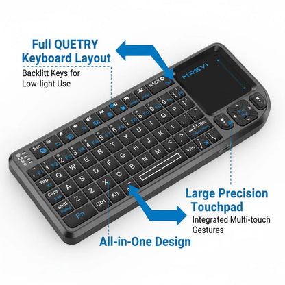 MRSVI Mini-Bluetooth-Tastatur A8 PLUS, beleuchtete 2.4GHz-Wireless-Tastatur mit Touchpad für Android TV Box, Mac, Laptop, Windows