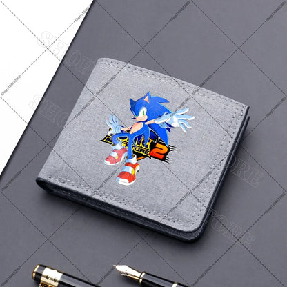 Sonics Mens Purses Men Wallets Cartoon Anime Graphic Print Cute Purse Portable Large Capacity Card Packs Birthday Party Gifts