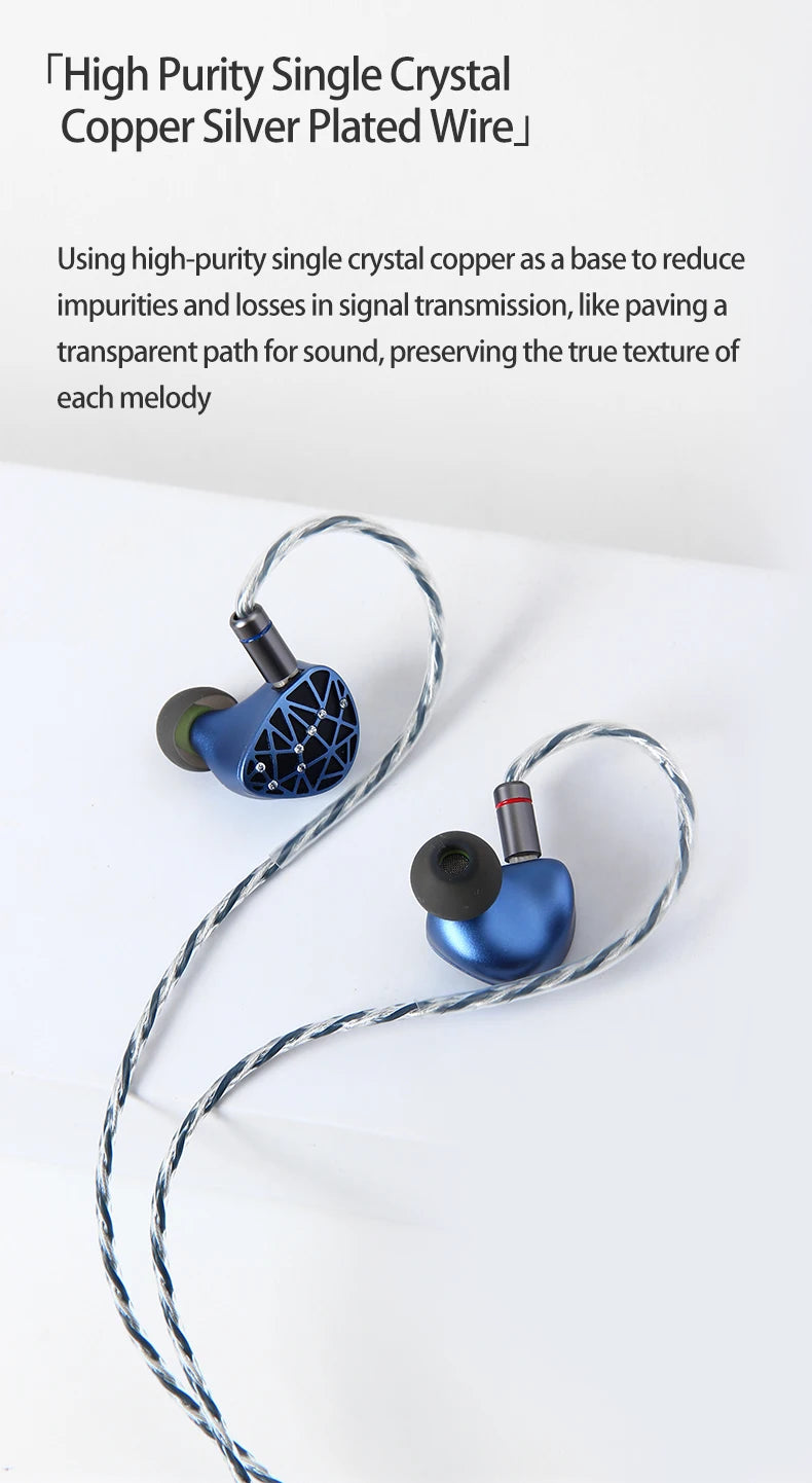 Sound Rhyme SR10 HiFi Earphones 2DD+4BA Hybrid Wired In-Ear Monitors, High Resolution Music Earphones with Detachable Cable, 2.5mm 3.5mm 4.4mm Plug