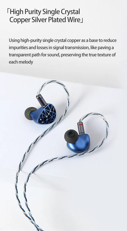 Sound Rhyme SR10 HiFi Earphones 2DD+4BA Hybrid Wired In-Ear Monitors, High Resolution Music Earphones with Detachable Cable, 2.5mm 3.5mm 4.4mm Plug