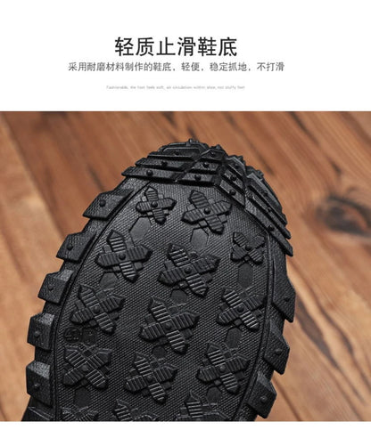Black and Tan Mid-Top Hiking Boots Suede and Leather Platform Sneakers Non-Slip Outdoor Casual Shoes with Rugged Sole for All