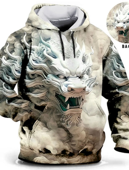 Chinese New Year Dragon Hoodie Men's Graphic Animal Prints Daily Classic Casual 3D Pullover Streetwear Hoodies Long Sleeve Hooded