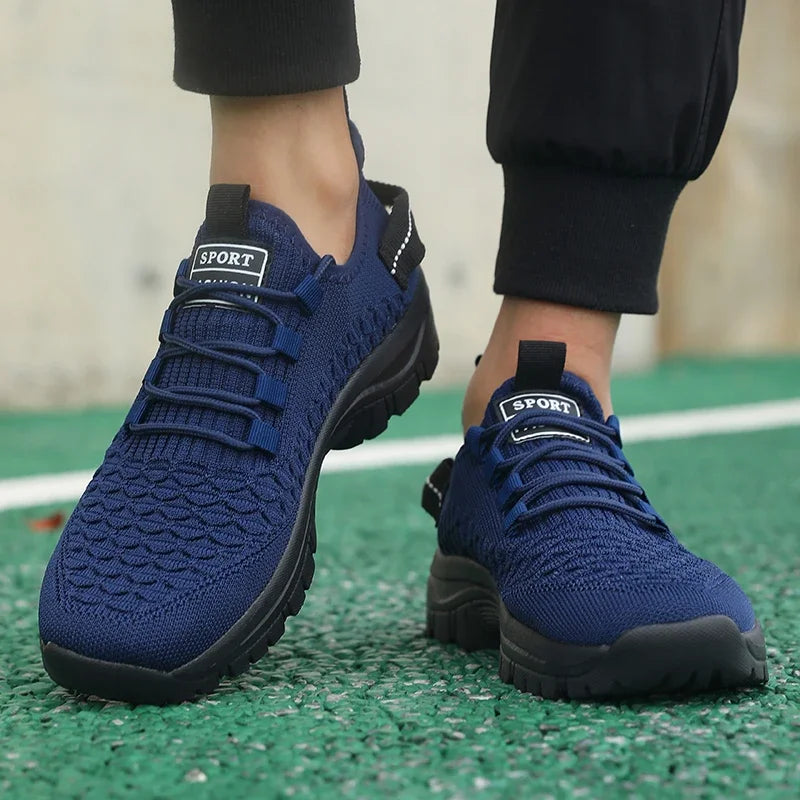 Pánské outdoorové tenisky v zářivě žluté barvě, prodyšná síťovaná konstrukce, sportovní obuv s tlumením nárazů, stylová a trendy obuv pro dobrodružství
