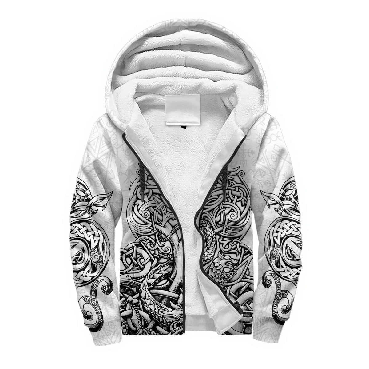 Mjolnir Odino Corvo Lupo Tatuaggio Felpa con cappuccio da uomo invernale più spessa con zip, stampata in 3D, unisex, casual, tuta con cappuccio, giacca in pile calda KD16