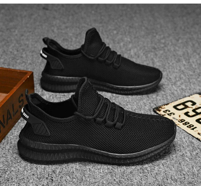 Zapatillas deportivas informales antideslizantes para hombre, transpirables, para correr al aire libre, entrenar, hacer senderismo y practicar deportes; zapatillas con cordones de tejido de punto para actividades al aire libre