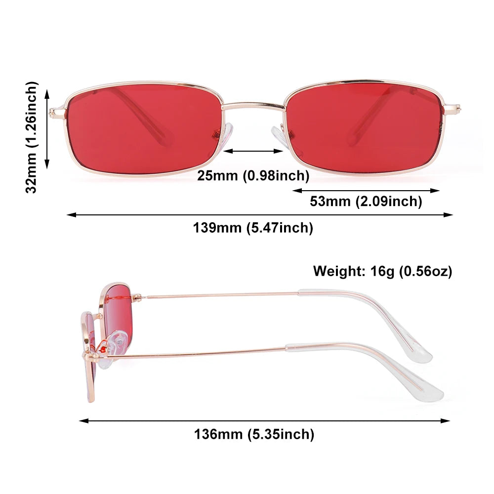 Fashion Small Rectangle Sunglasses Men Women Vintage Square Driving Sun Glasses Luxury Brand Metal Frame Eyewear
