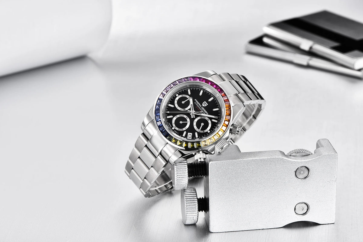 Chronografklocka för män från PAGANI DESIGN – Lyxig armbandsur med kvartsverk, självlysande och vattentät.