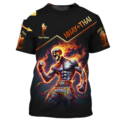 Cool New Muay Thai Graphic T-shirt For Men 3d Print Tiger Dragon Graphic Personality Custom Name T Shirt Summer Gym Fitness Tee