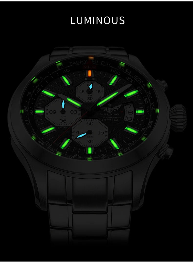 YELANG V1029S Men's Quartz Watch 42mm Japan OS10 Movement T100 Luminous 100M Waterproof Sports Military Style Watches Sapphire