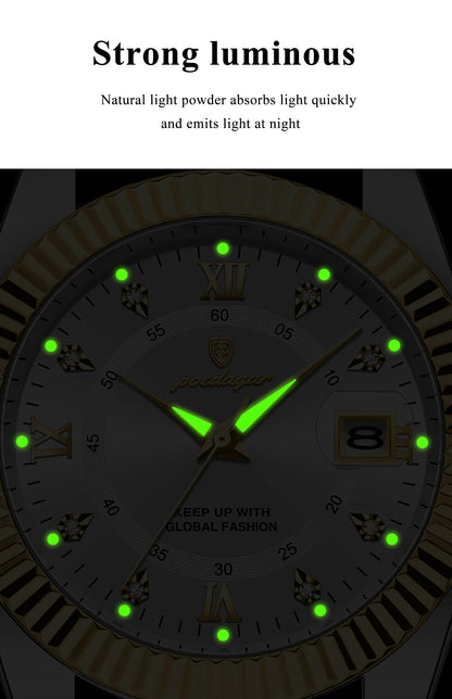 POEDAGAR Business Luxury Men Wristwatch Waterproof Luminous Date Military Man Watch Stainless Steel Fashion Men's Quartz Watches