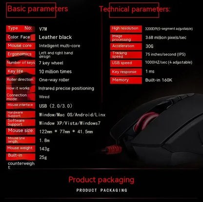 Bloody V7M kabelgebundene Maus RGB leichtes ergonomisches Design 4000dpi PC Büro E-Sports Gaming Makroprogrammierung Maus für CF LOL CS