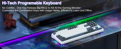 AULA F87 Pro Gasket Gaming Mechanical Keyboard 75% TKL Layout Wireless Hot-Swap RGB Custom Bluetooth Keyboard 2024 New Colors