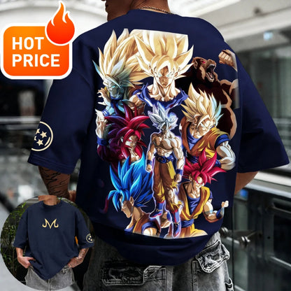 2026 Summer Dragon Ball T-shirt 100% Cotton Goku All Forms Print Oversized Gym Streetwear Unisex Retro Tee for Adults Kids