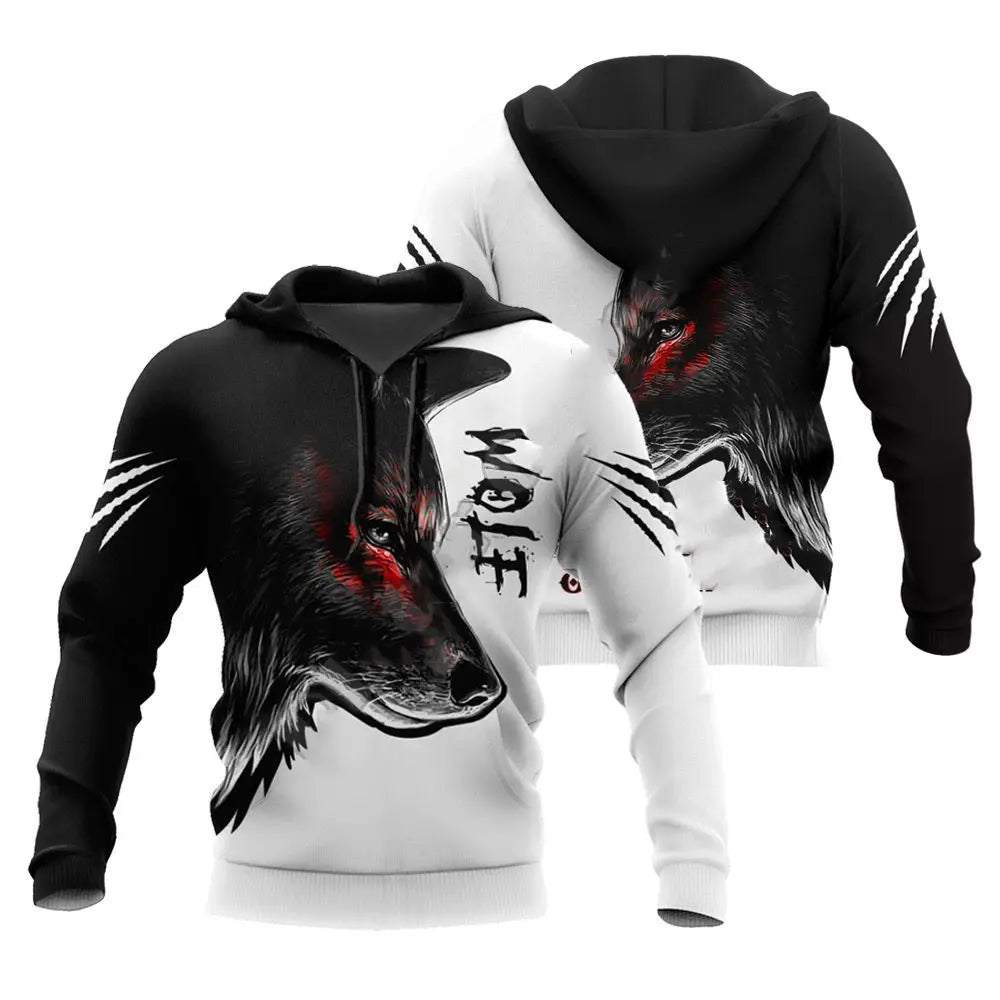 Fashion Autumn Lion, Wolf Hoodies White Tiger Skin 3D All Over Printed Men's Sweatshirt Unisex Zip Pullover Casual Jacket