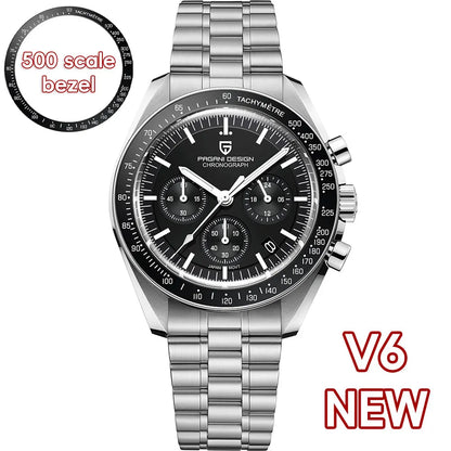 PAGANI DESIGN 2026 New V6 Moon Watches Men Luxury Quartz Watch For Men Speed Sport Chronograph AR Sapphire crystal Wristwatch