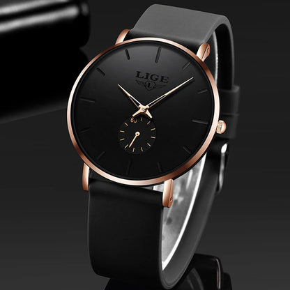 montre pour homme LIGE – Style sportif et tendance, marque de luxe, étanche, design épuré et ultra-fin, montre à quartz pour homme