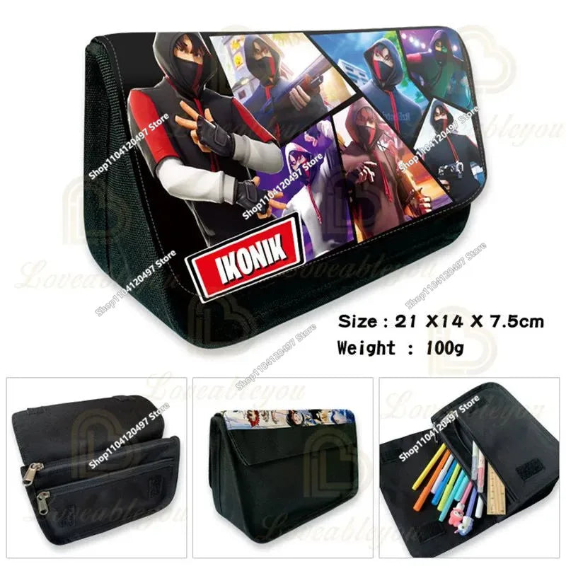 Fortnite Kids Pencil Bags Multifunctional Stationery Box Children's Large Capacity Double Layer Stationery Bag