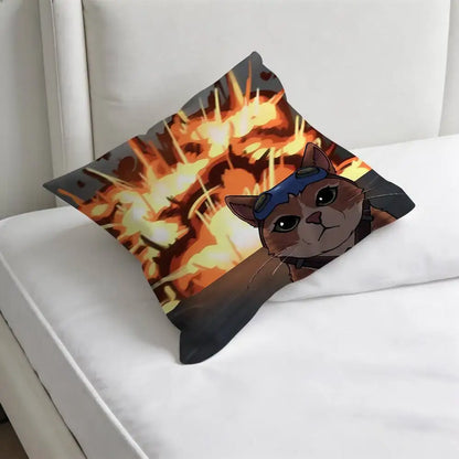 Jetpack Cat O-Overwatch Game Square Pillow Case Soft Decorative Throw Pillow Cover for Home Sofa Bed