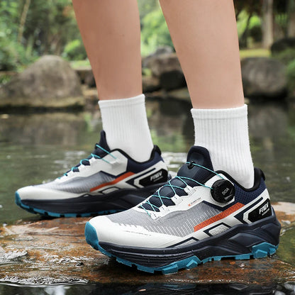 Chaussures de course pour hommes avec boucle rotative, baskets légères en maille respirante pour hommes, chaussures de sport décontractées imperméables pour la salle de sport et l'entraînement