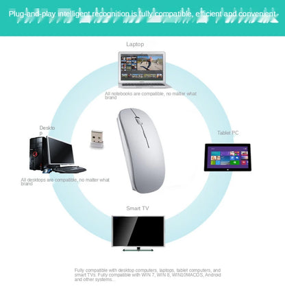 Rechargeable Type-C Wireless Mouse with USB Dual Receiver, Silent Ergonomic Wireless Mouse, Adjustable 1600 DPI Computer Mouse for Laptop & PC
