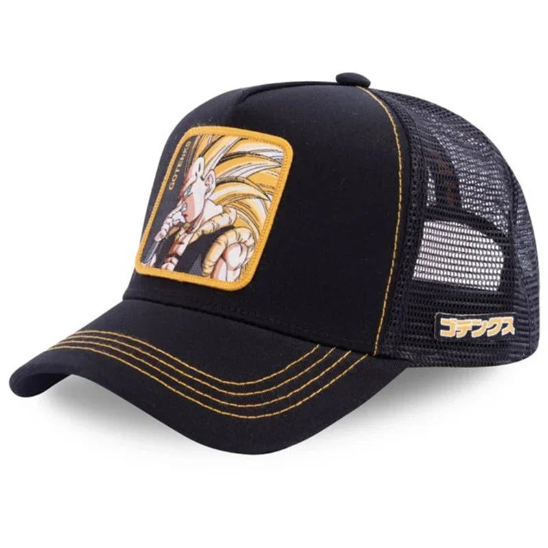 Kapa Dragon Ball Son Goku, bejzbolska kapa, poletna potovalna kapa s ščitkom, moška kapa z vezenjem, hip-hop kapa s ščitkom proti soncu, nastavljiva kapa v stilu »trucker«, mrežasta kapa