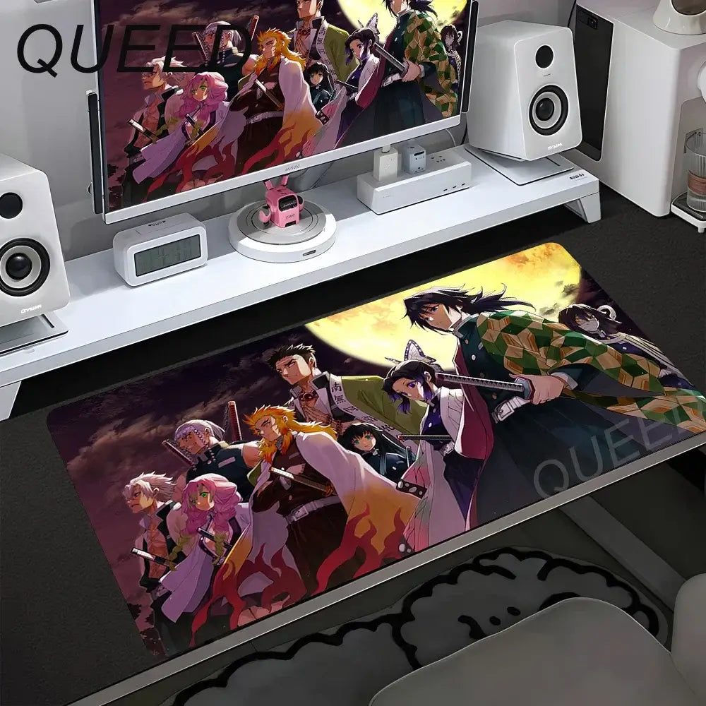 Computer Table Mat Keyboard Desk Pads Anime Mouse Pad Kawaii Girl Mousepad 900x400mm Rubber Non-slip Mouse Mats Demon Slayers XL
