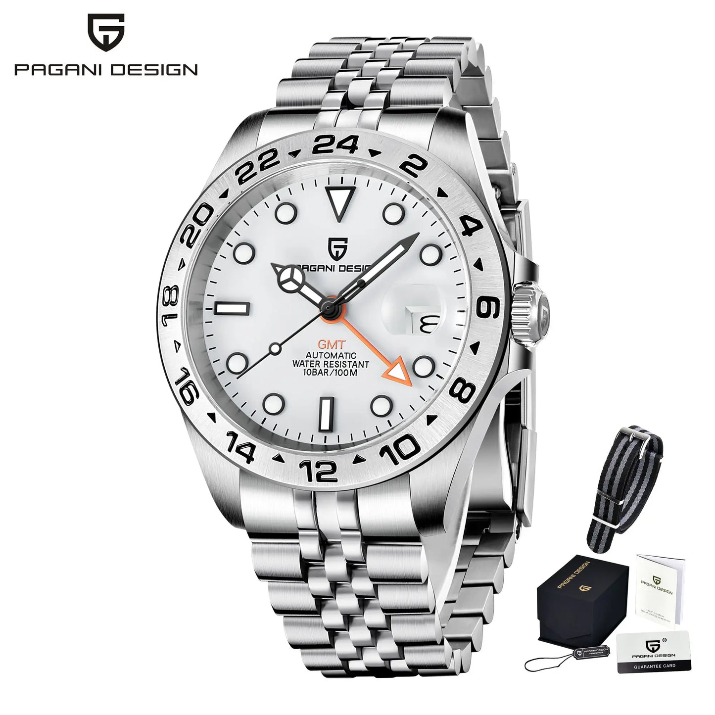 Pagani Design 2026 New Men's Automatic Mechanical Watch GMT Sapphire Stainless Steel Waterproof 10Bar Luminous BWG-9 Watch for Men
