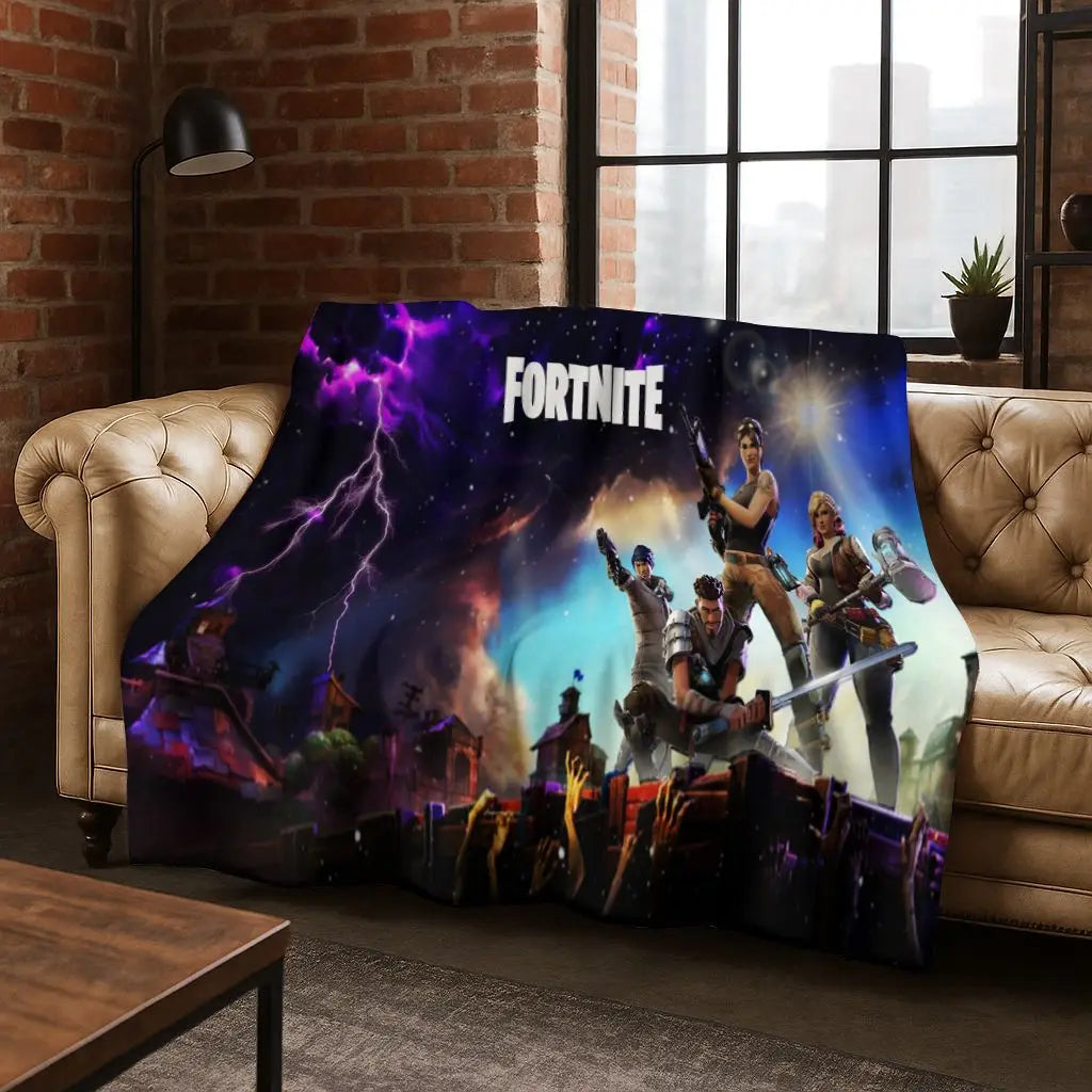 3D F-Fortnite Game Cartoon Flannel Blanket Soft Warm Throw Blanket for Bed Bedroom Room Living Room Travel Camping Kids Gift