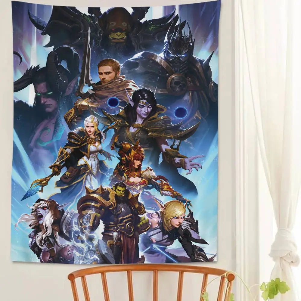World of Warcraft Hero Colorful Tapestry Wall Hanging Hanging Tarot Hippie Wall Rugs Dorm Wall Art Decor
