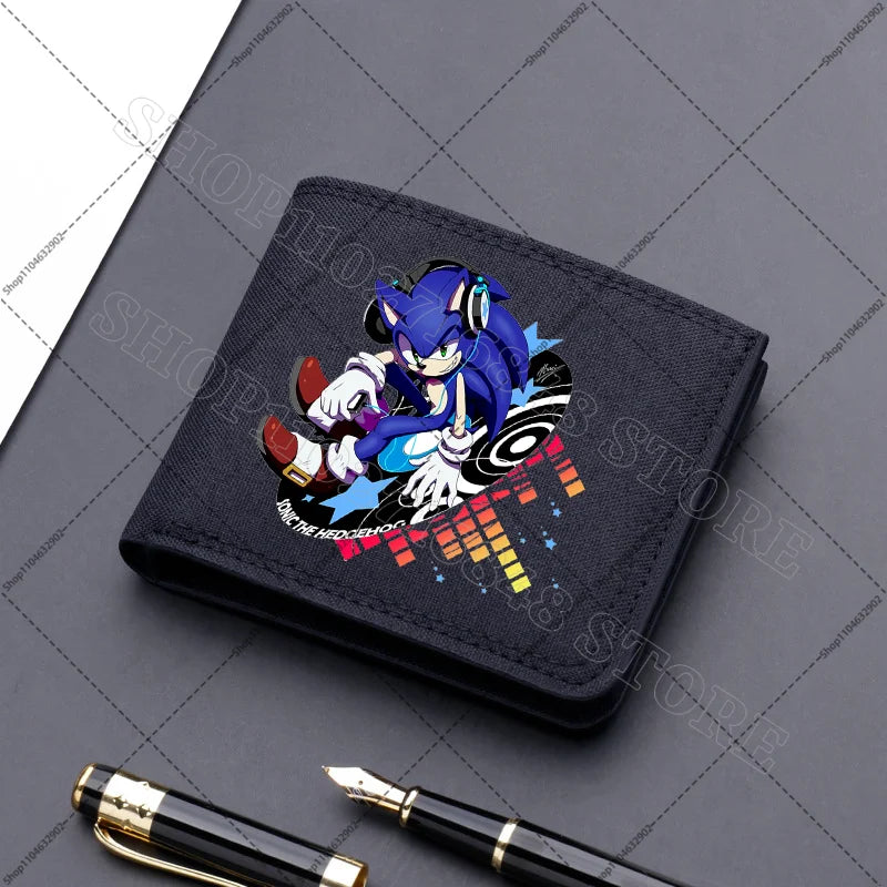 Sonics Mens Purses Men Wallets Cartoon Anime Graphic Print Cute Purse Portable Large Capacity Card Packs Birthday Party Gifts