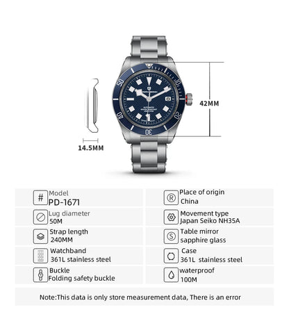 PAGANI DESIGN BB58 Men's Watches Mechanical Watch For Men Luxury Automatic Watch Men's NH35 Movement Waterproof Reloj Hombre PD-1671