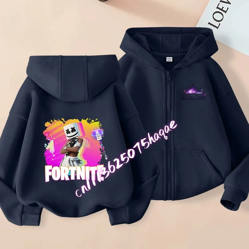 Kid Outdoor Jacket Cartoon Fortnite Girl Boy Sweatshirt Coat High-Quality Thin Windbreaker Girl Autumn Zip Jacket Clothing Tops
